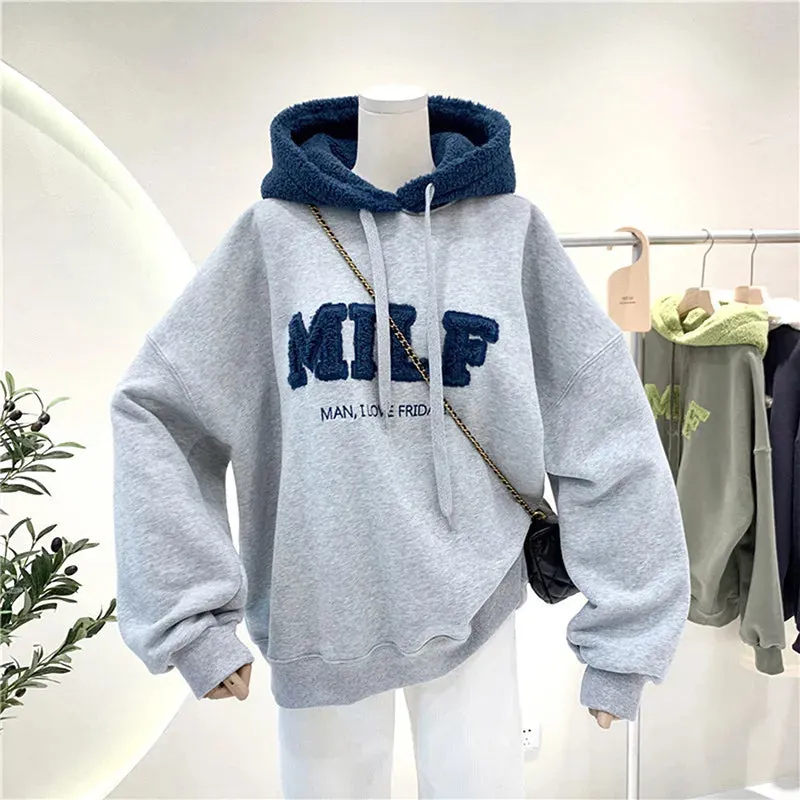 Aesthetic Patchwork Lettered Hoodie
