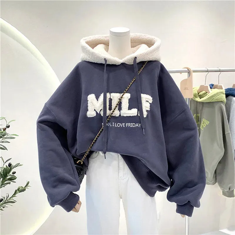 Aesthetic Patchwork Lettered Hoodie