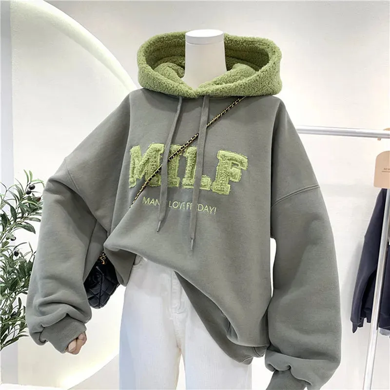 Aesthetic Patchwork Lettered Hoodie