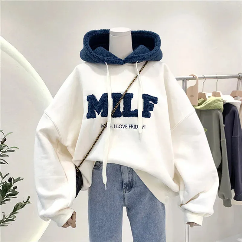 Aesthetic Patchwork Lettered Hoodie