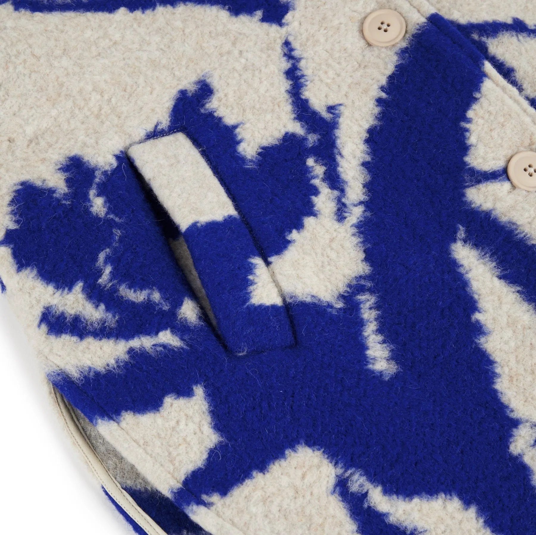 Bento Absract Strokes Print Cosy Wool Mix Coat