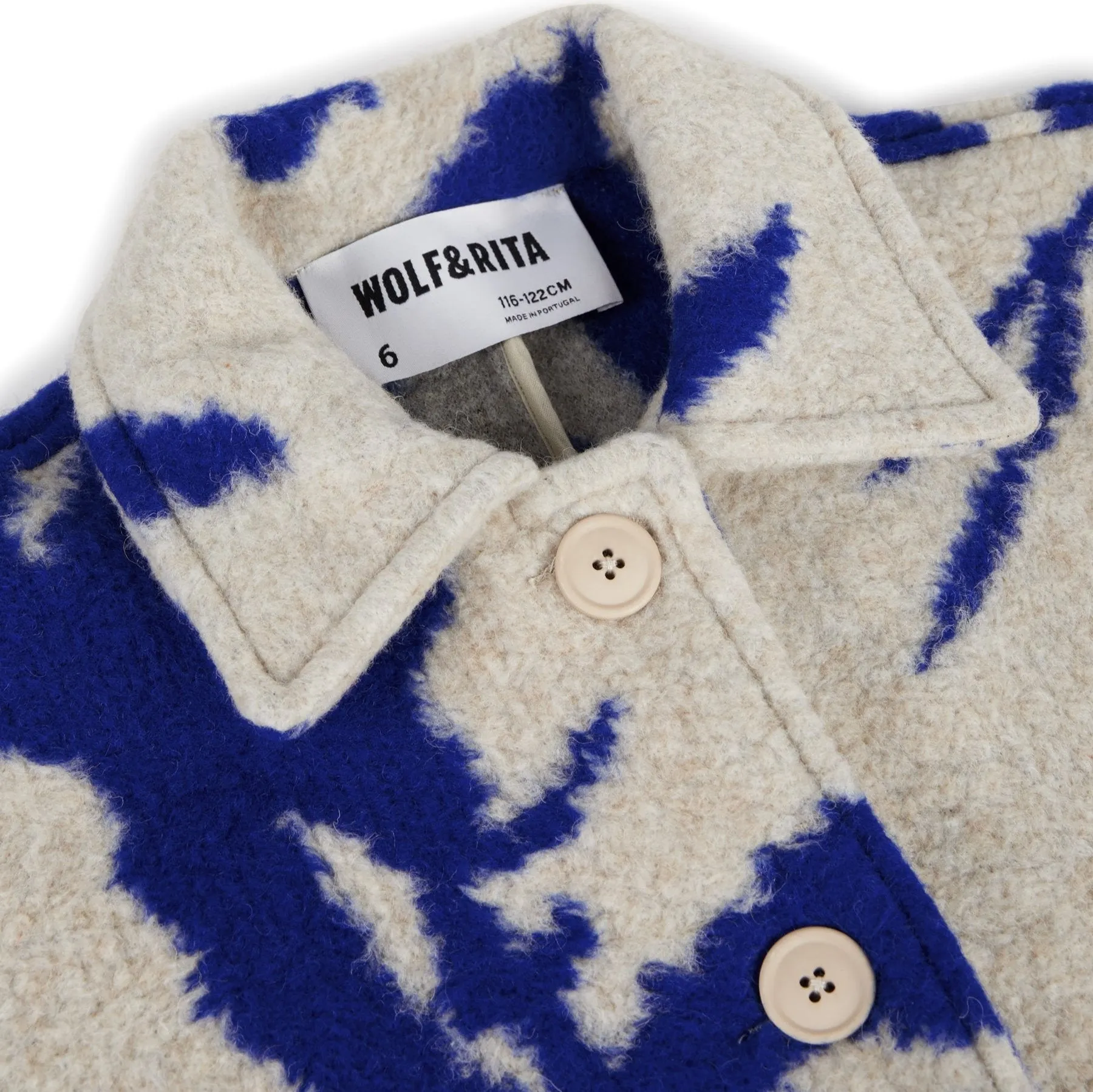 Bento Absract Strokes Print Cosy Wool Mix Coat