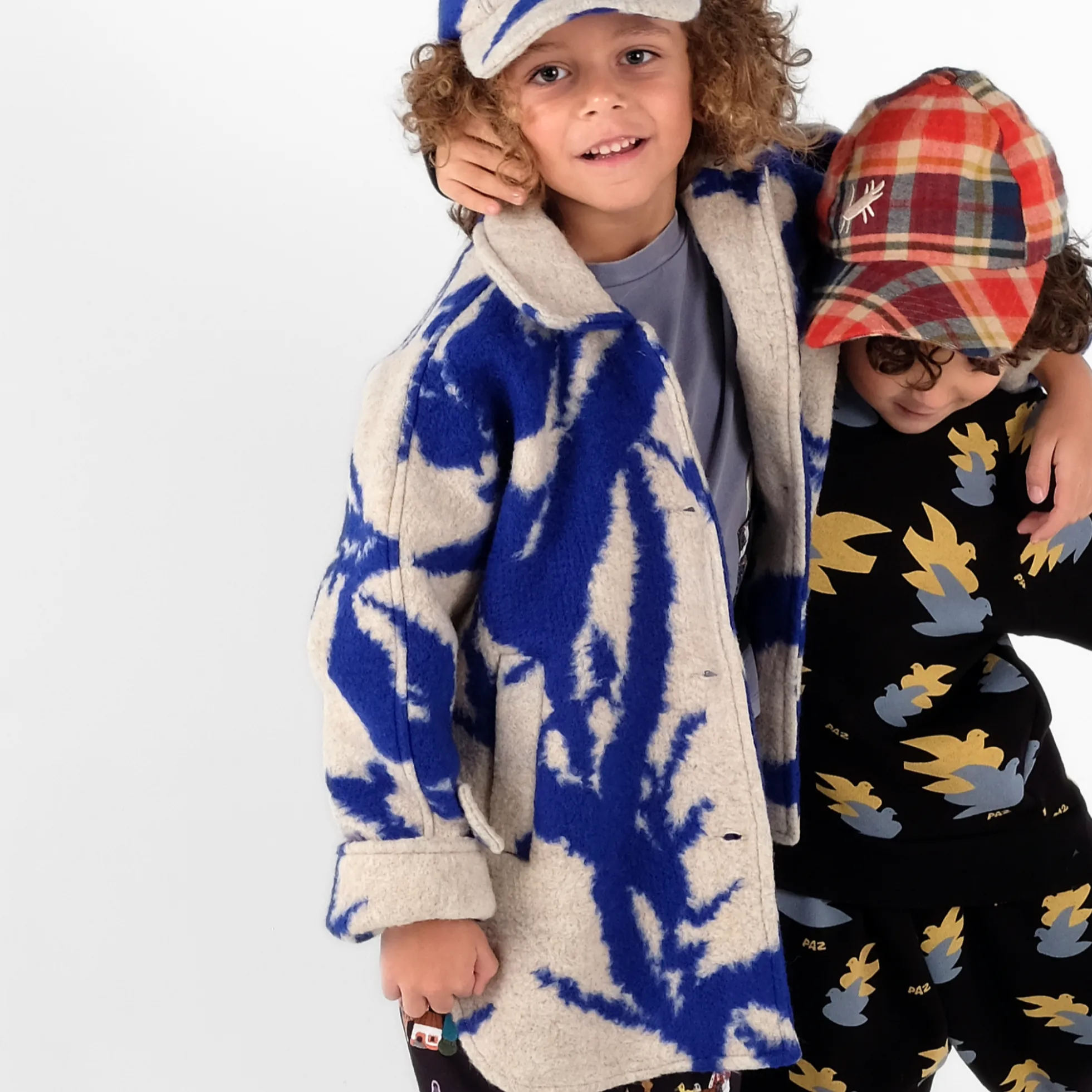 Bento Absract Strokes Print Cosy Wool Mix Coat