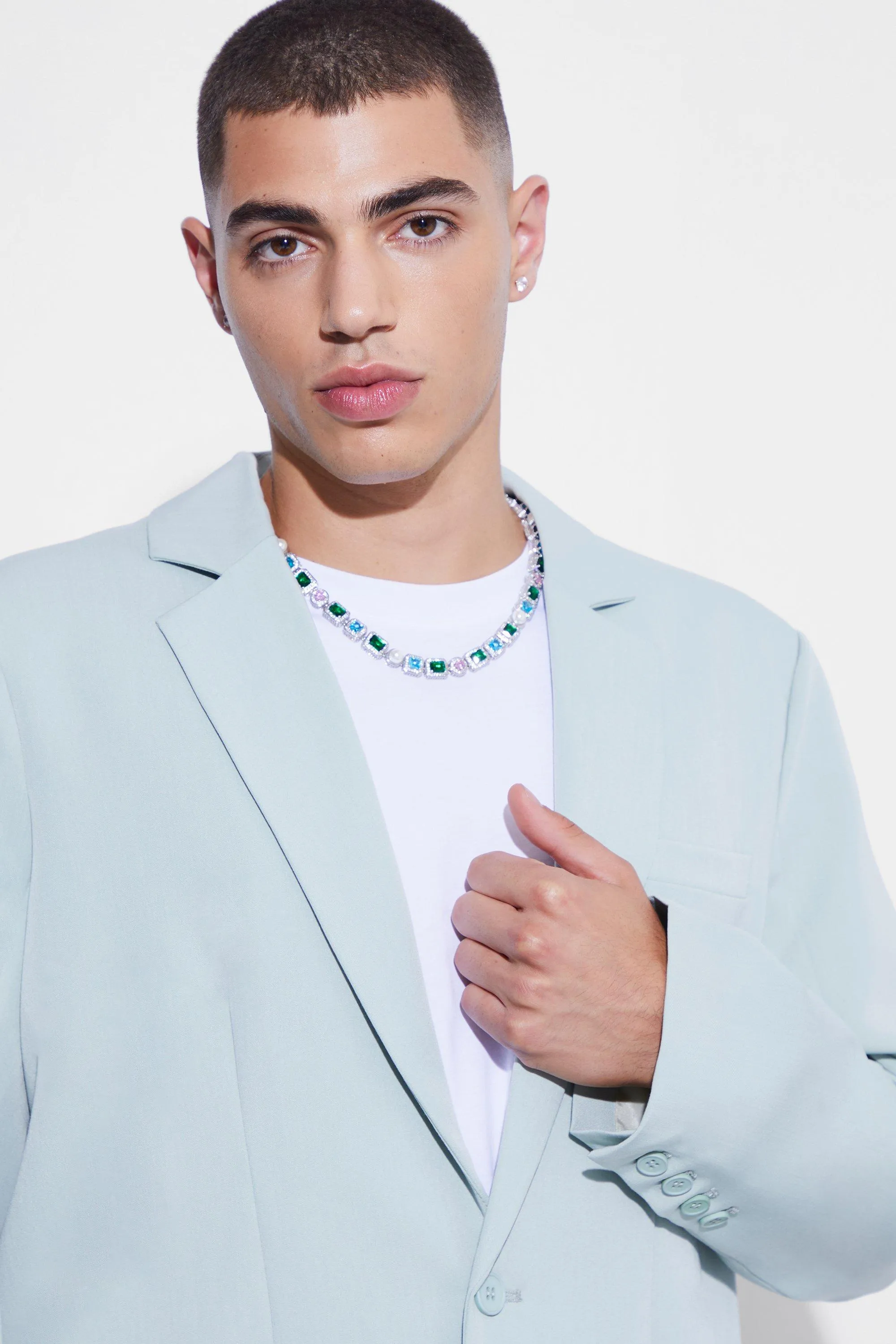 Boohoo Oversized Single Breasted Suit Jacket, Sage