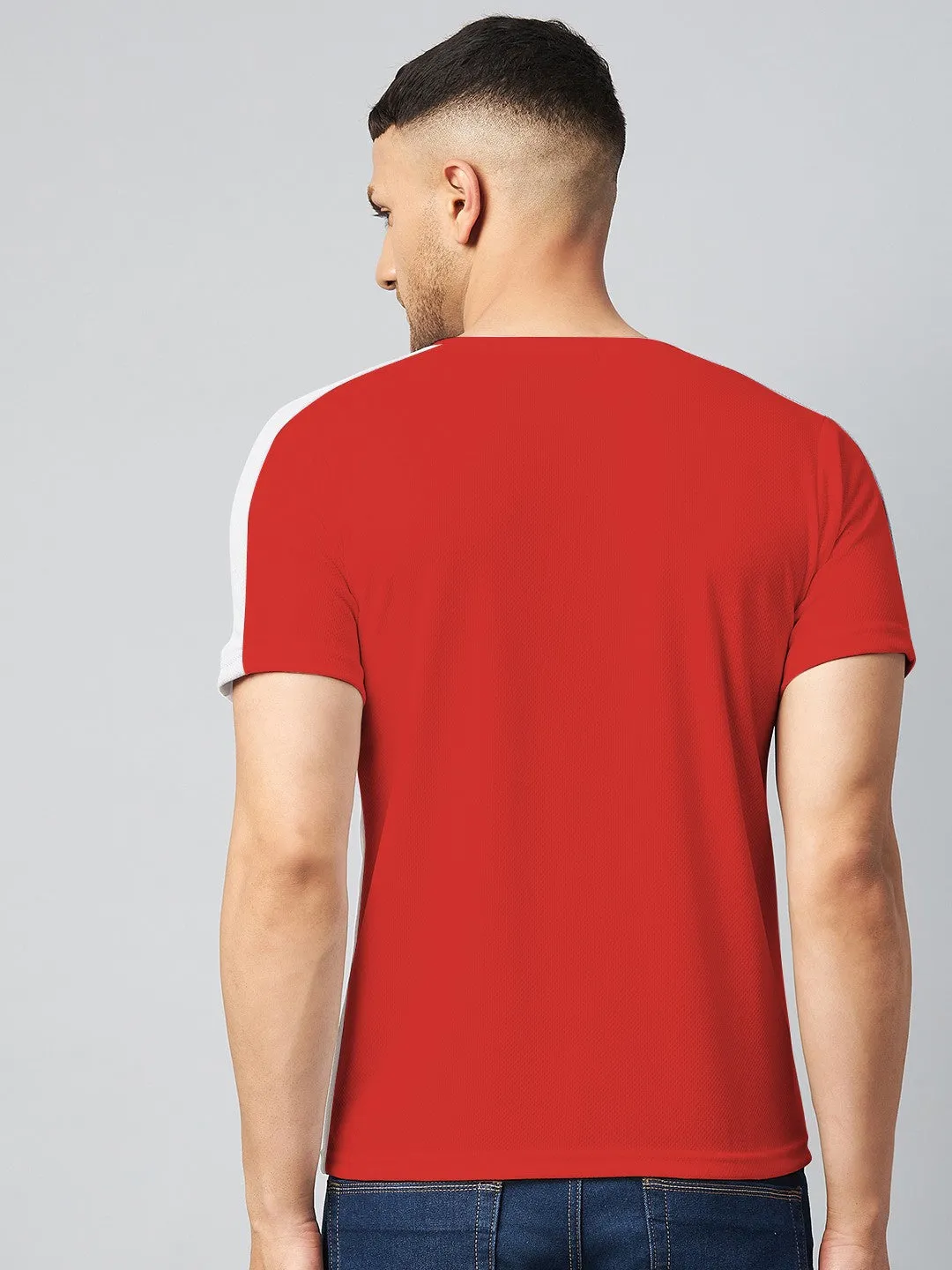 Color Block V Neck T-shirt (Red Black) (Pack of 2)