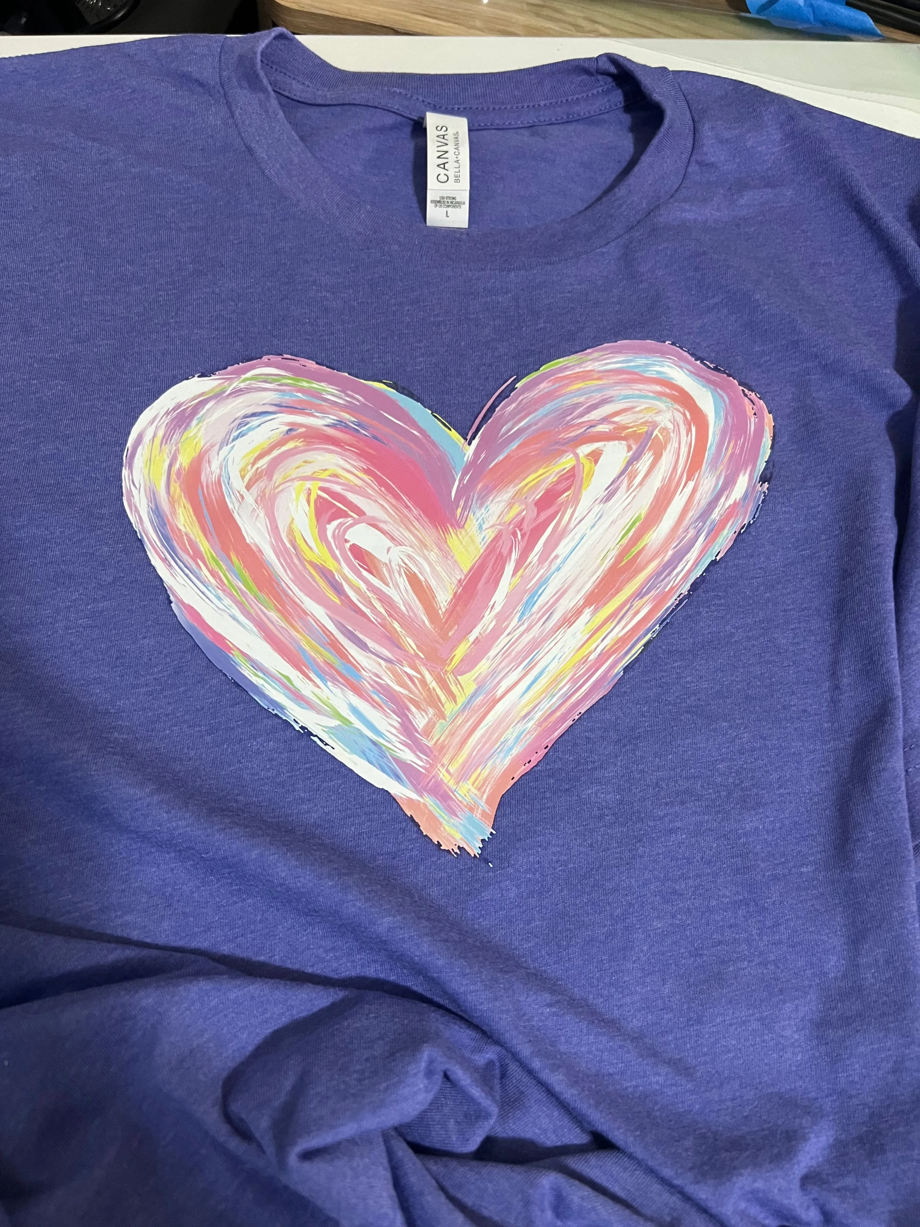 Colorful sketch heart shirt