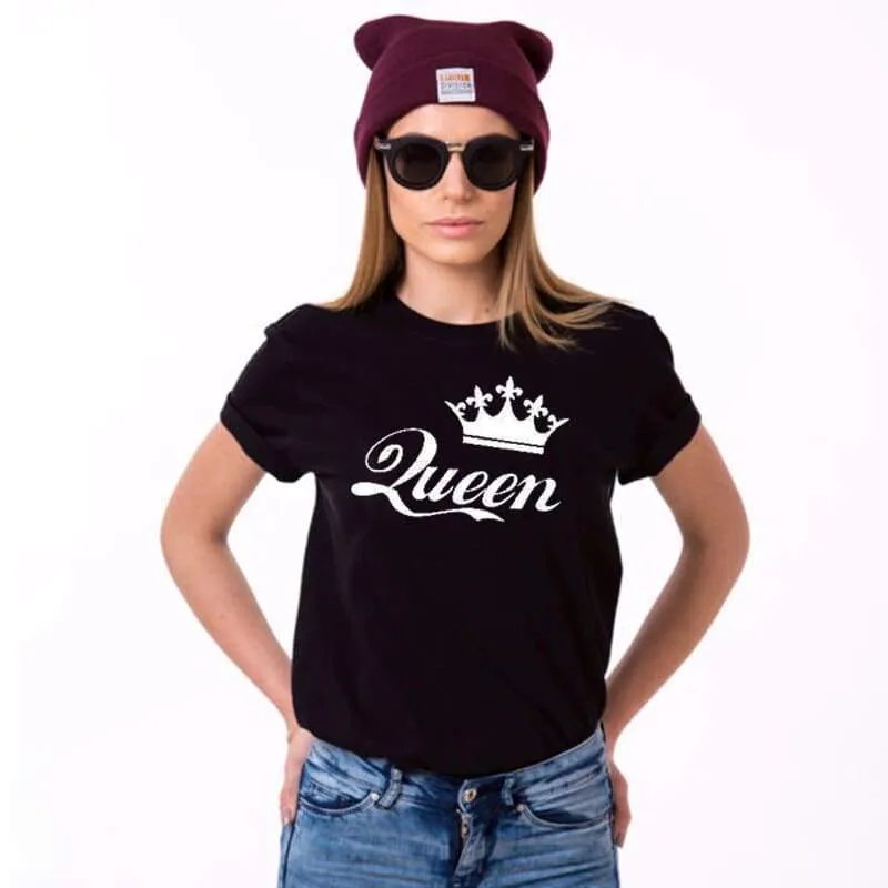 Crown king and queen t shirts for couples