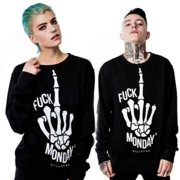 Fuĉķ Monday Pullover Sweatshirt | Black Soft Cotton Unisex Fit Rare