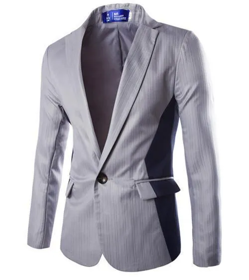 Men Blazers Single Button Casual Blazer, Black, White, Navy, Grey
