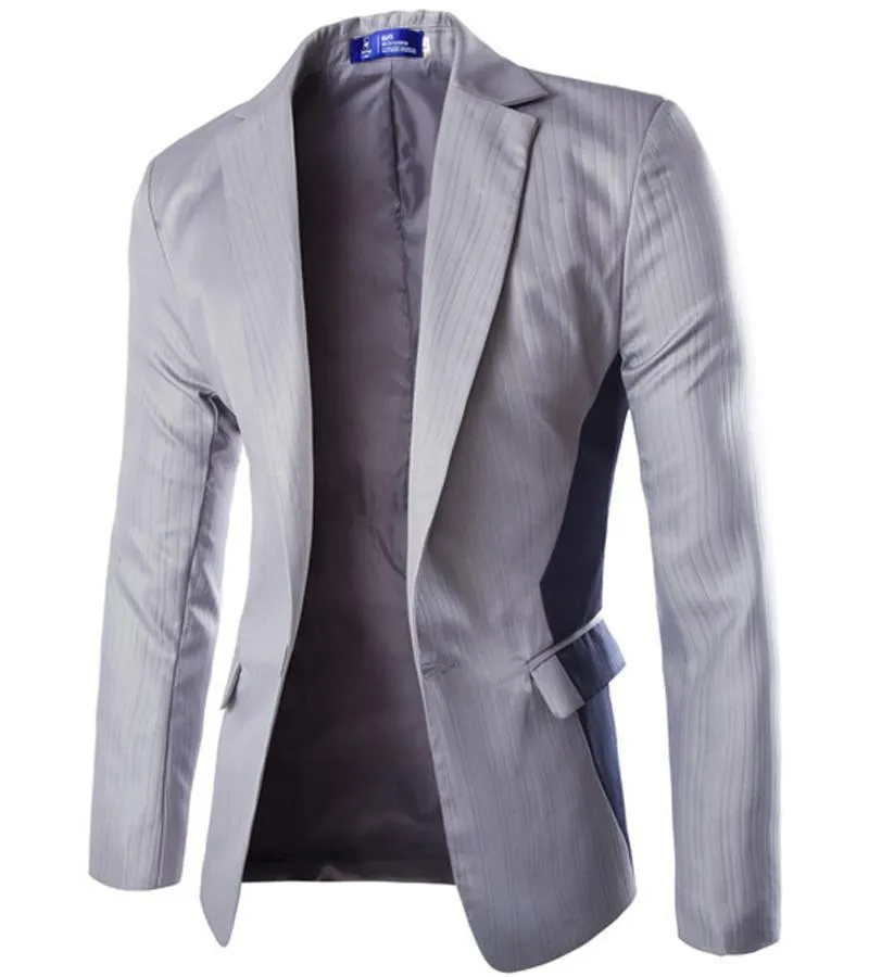Men Blazers Single Button Casual Blazer, Black, White, Navy, Grey