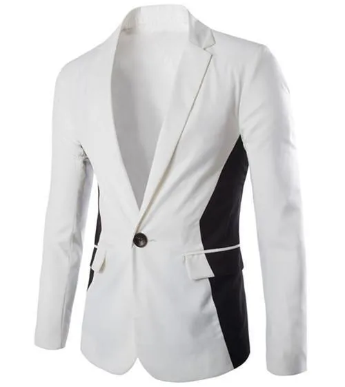 Men Blazers Single Button Casual Blazer, Black, White, Navy, Grey