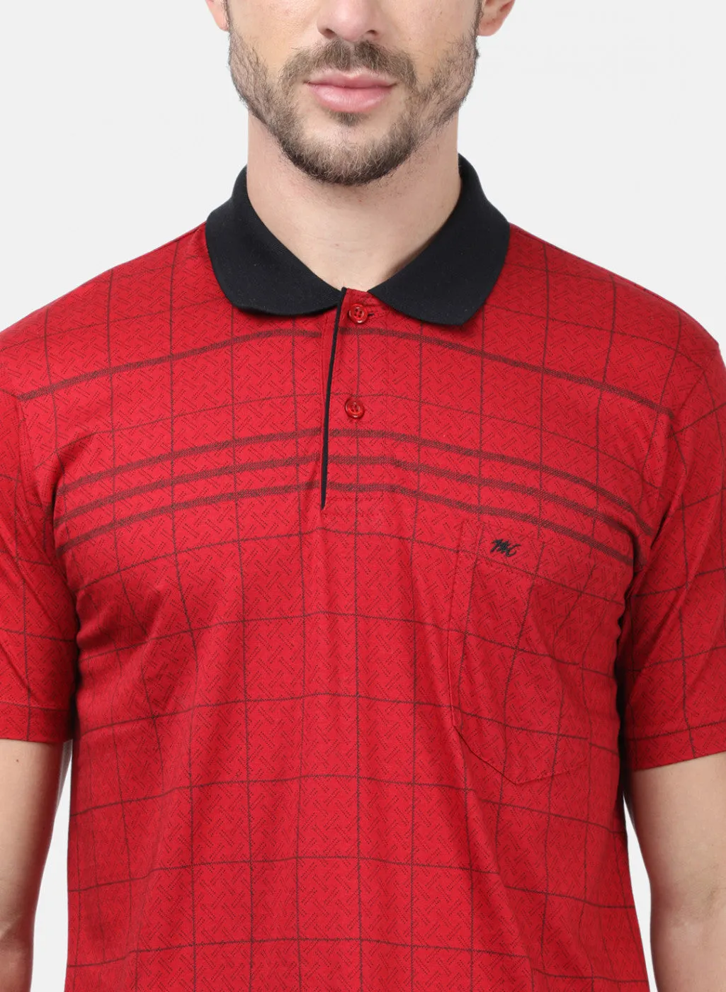 Men Orange Check T-Shirts