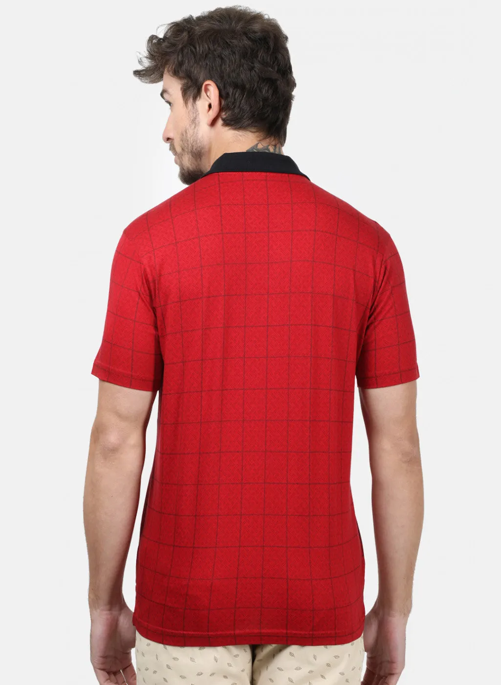 Men Orange Check T-Shirts