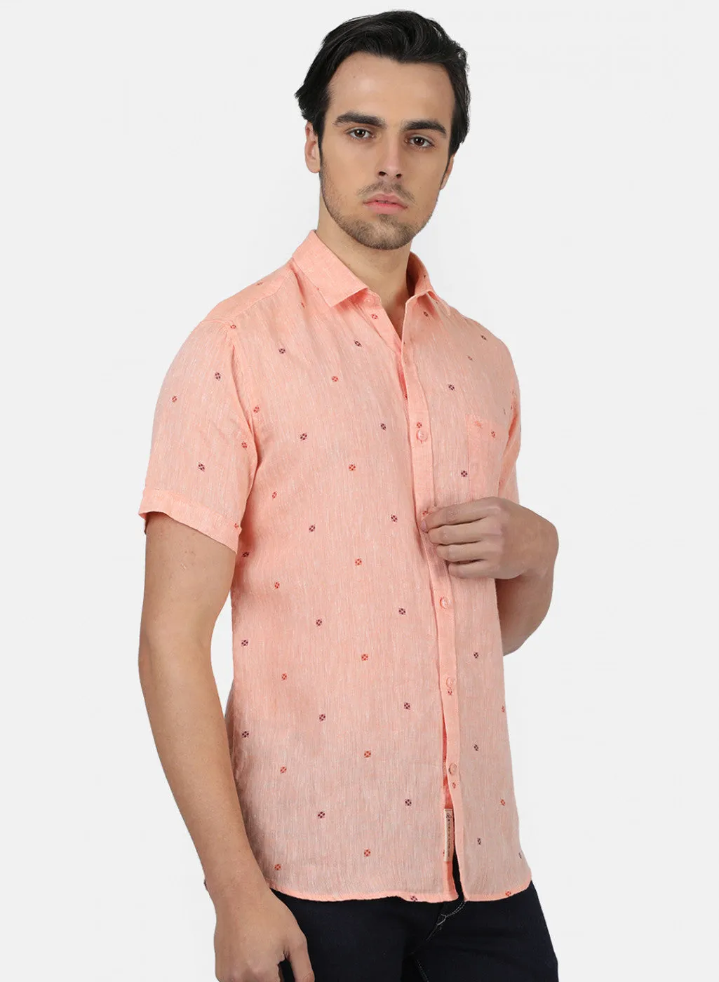 Men Peach Printed Shirts