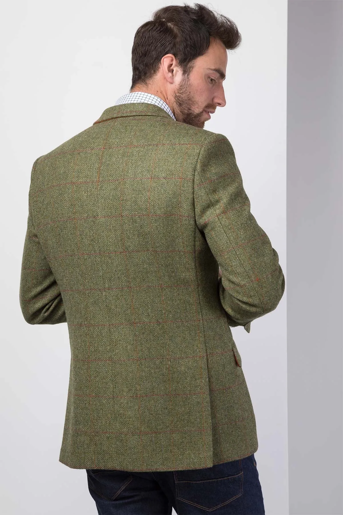 Men's Green Check Tweed Jacket - Lisset