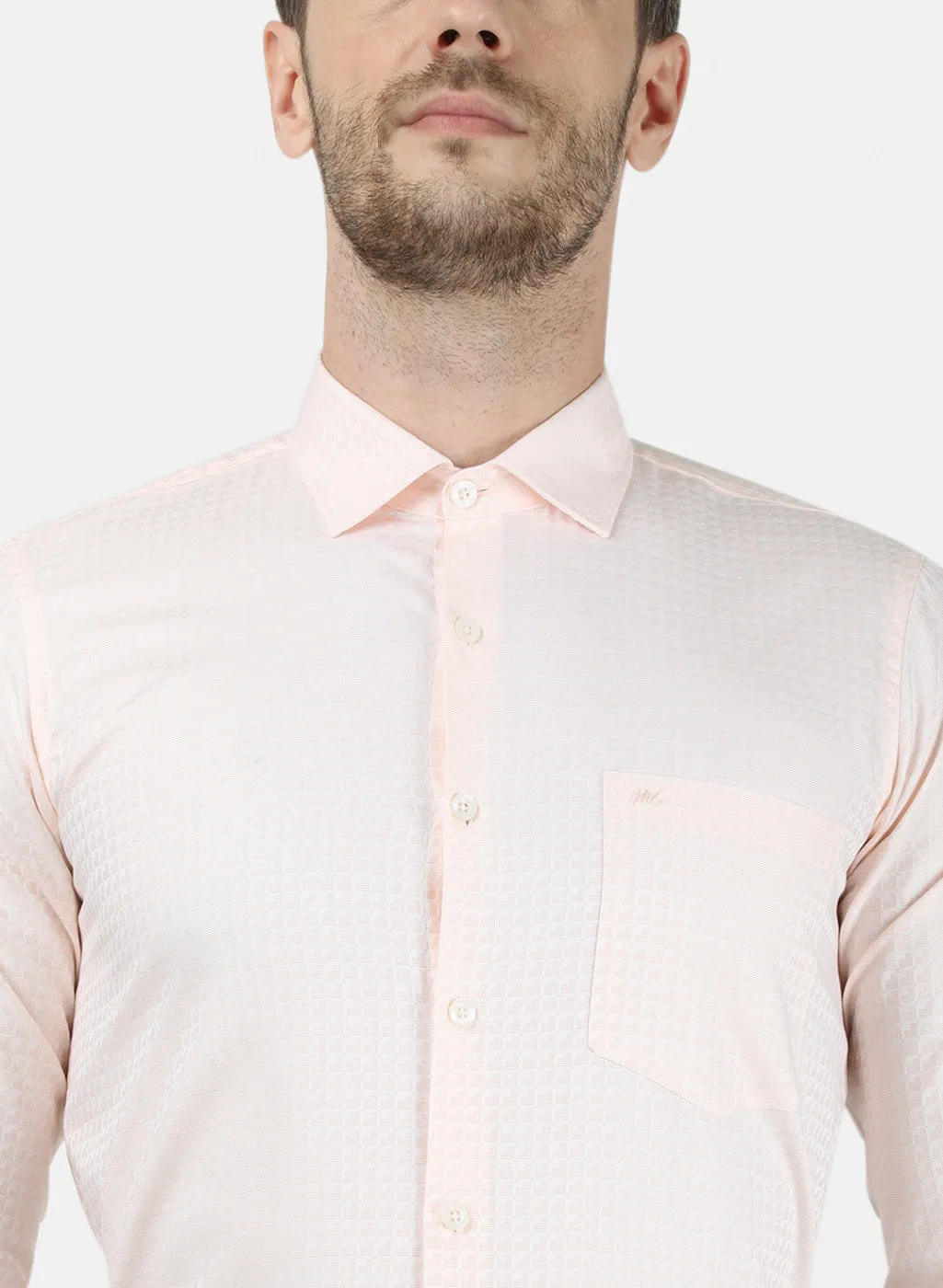 Mens Light Orange Printed Shirts