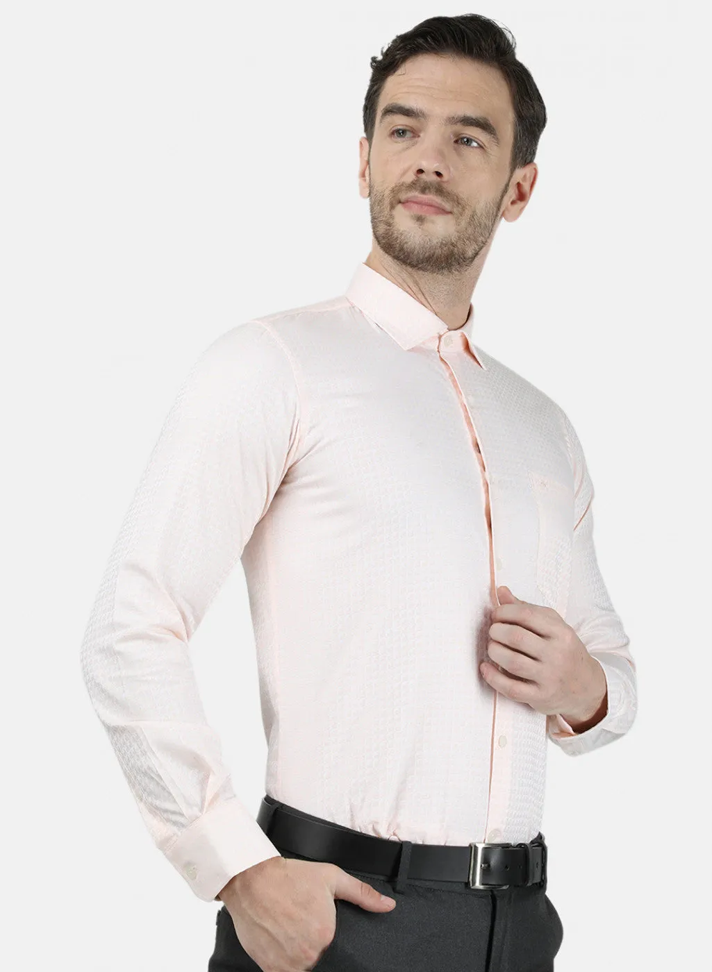 Mens Light Orange Printed Shirts