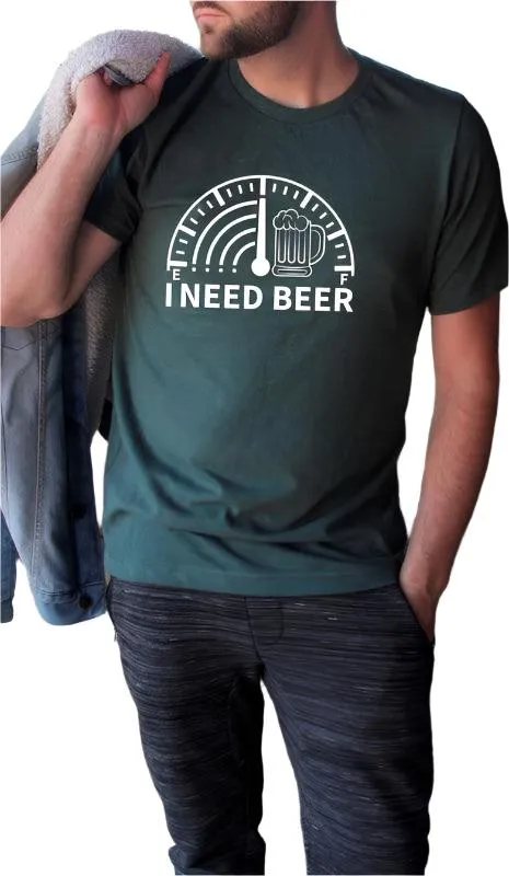 Mens Plus Size I Need Beer Crew Neck Graphic Tee