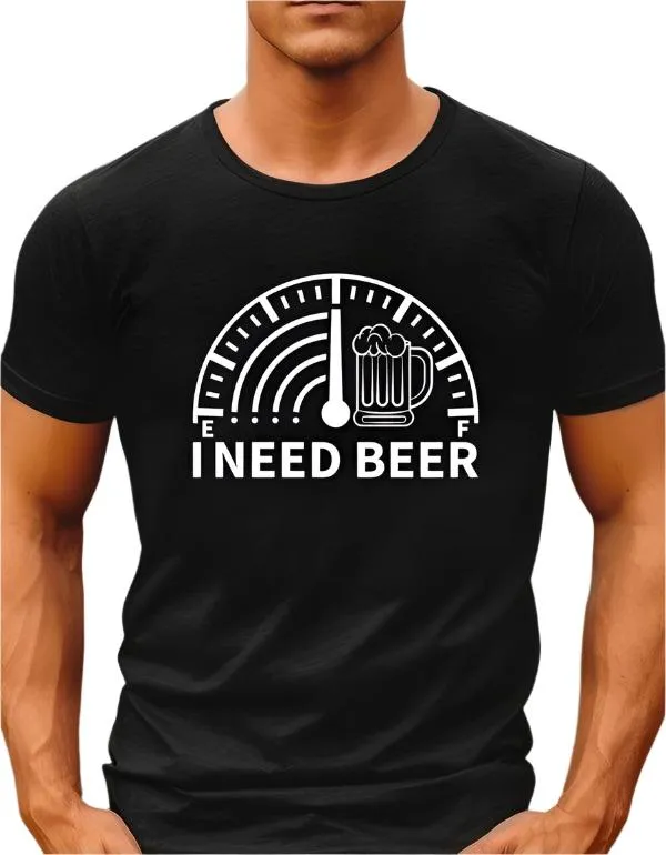 Mens Plus Size I Need Beer Crew Neck Graphic Tee