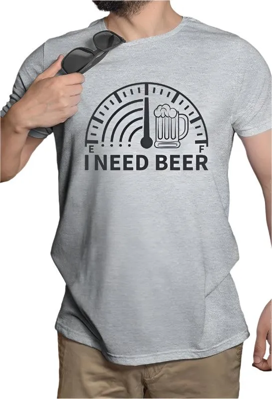 Mens Plus Size I Need Beer Crew Neck Graphic Tee