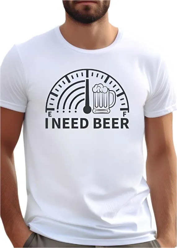 Mens Plus Size I Need Beer Crew Neck Graphic Tee