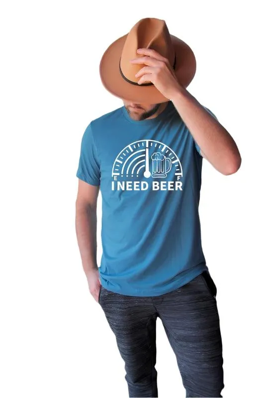 Mens Plus Size I Need Beer Crew Neck Graphic Tee