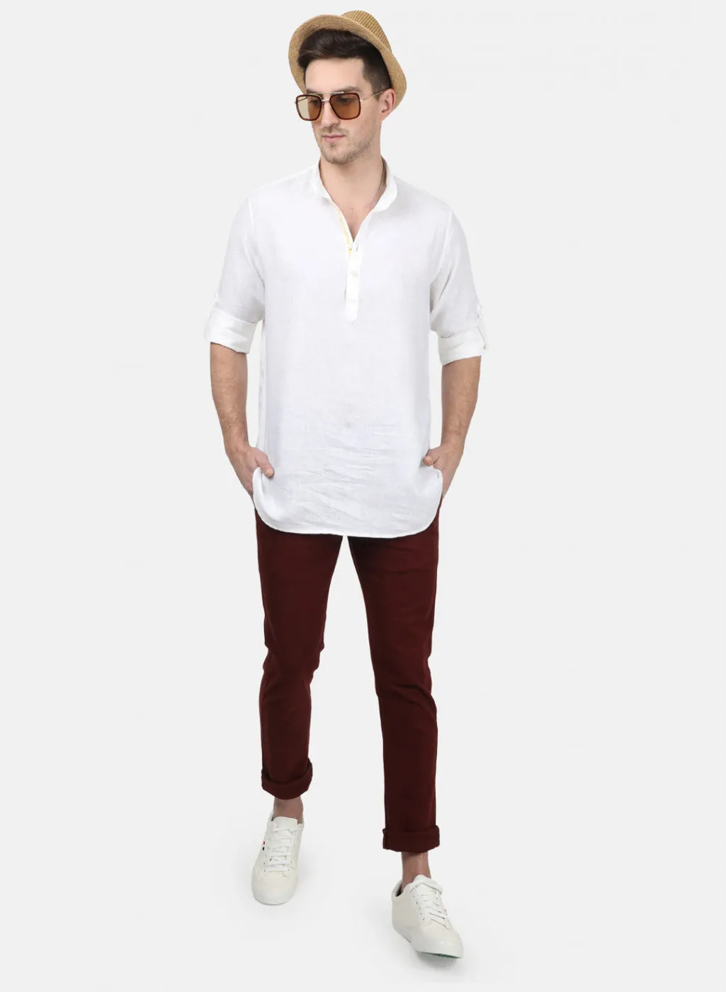 Mens White Solid Shirts