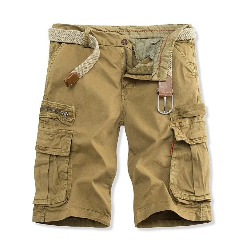 Overalls Men's Foreign Trade Wholesale New Casual Pants Men's Solid Color Multi-pocket Plus Size Fifth Pants