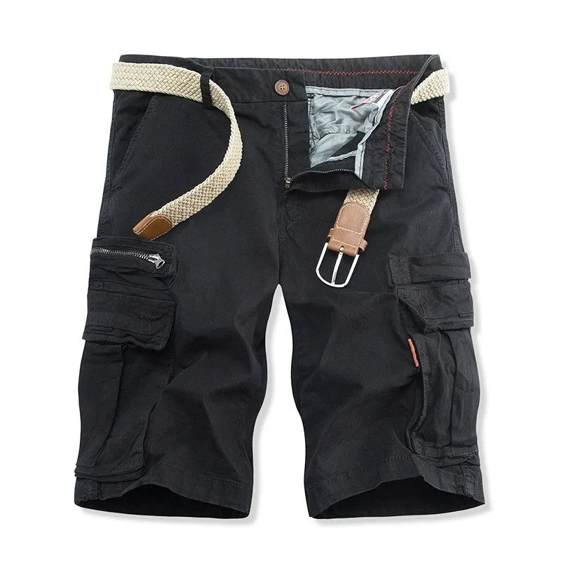 Overalls Men's Foreign Trade Wholesale New Casual Pants Men's Solid Color Multi-pocket Plus Size Fifth Pants