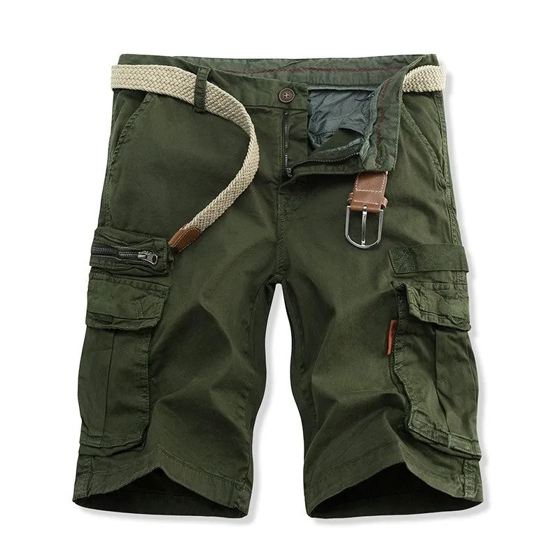 Overalls Men's Foreign Trade Wholesale New Casual Pants Men's Solid Color Multi-pocket Plus Size Fifth Pants