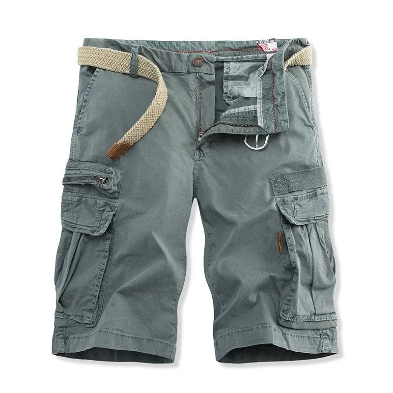 Overalls Men's Foreign Trade Wholesale New Casual Pants Men's Solid Color Multi-pocket Plus Size Fifth Pants