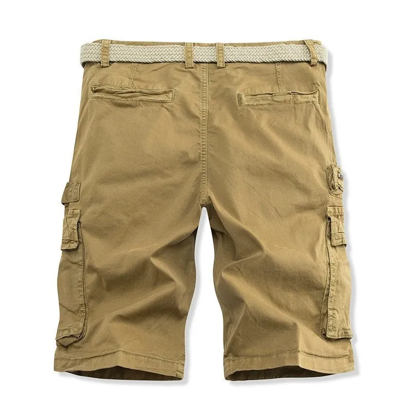 Overalls Men's Foreign Trade Wholesale New Casual Pants Men's Solid Color Multi-pocket Plus Size Fifth Pants