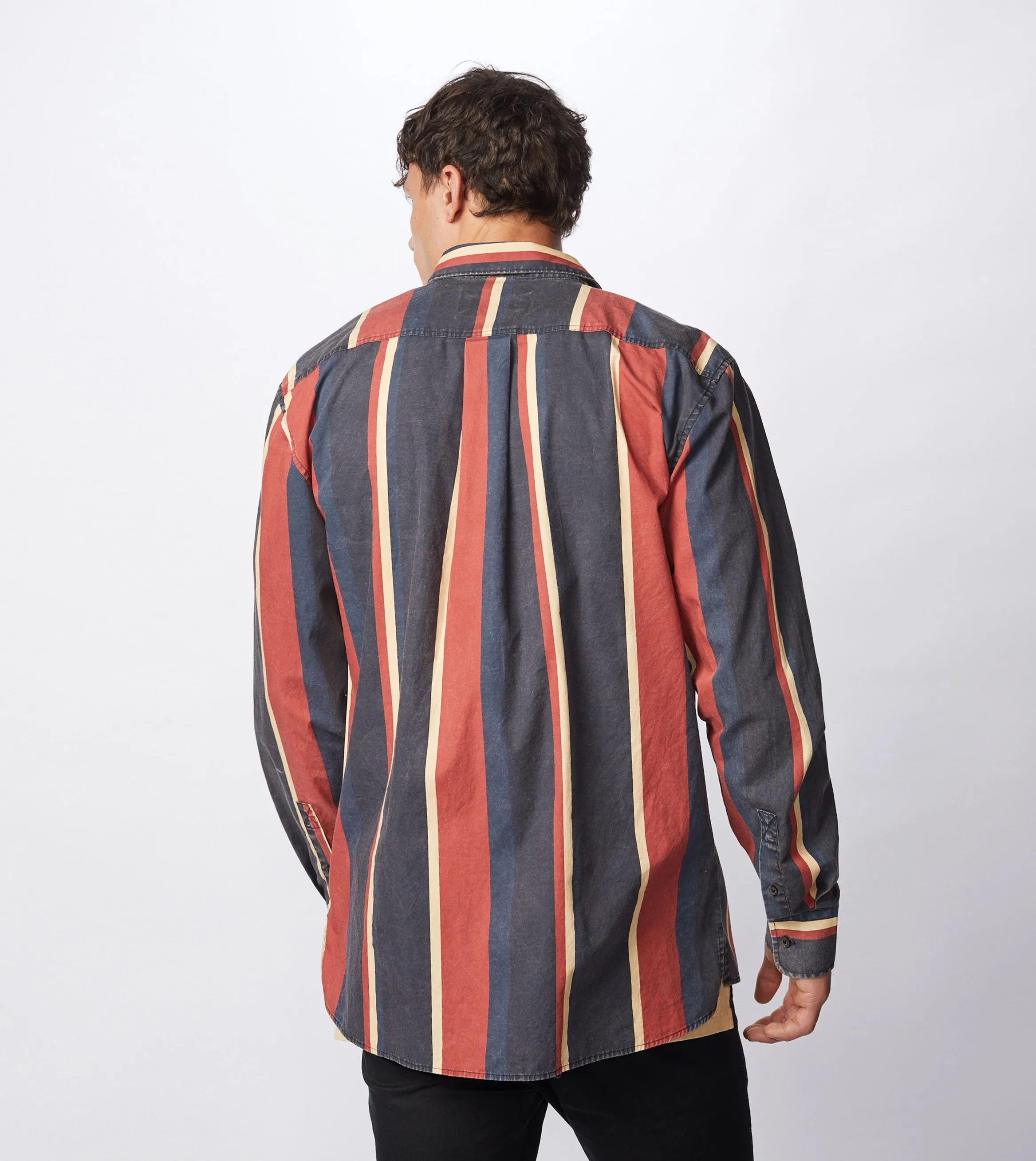Retro Stripe LS Shirt Black/Ochre