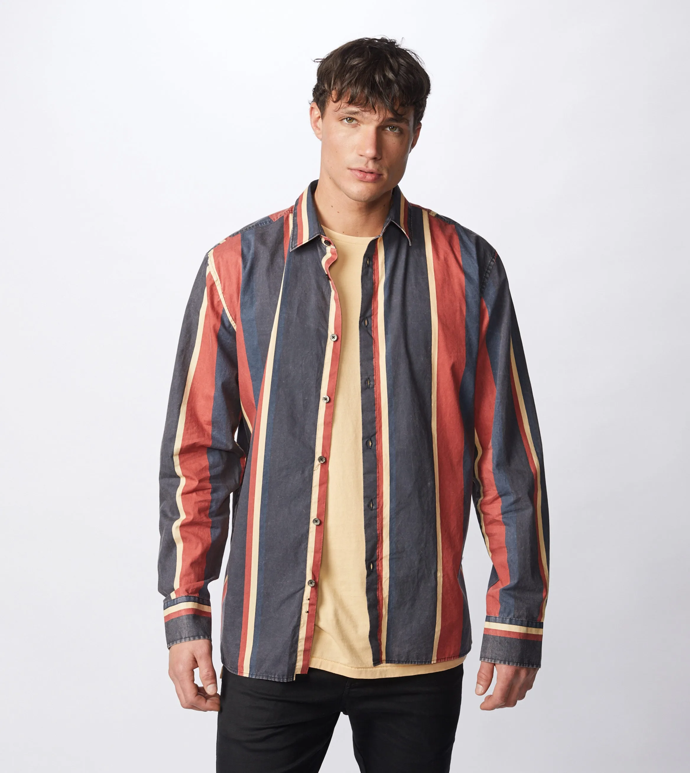 Retro Stripe LS Shirt Black/Ochre