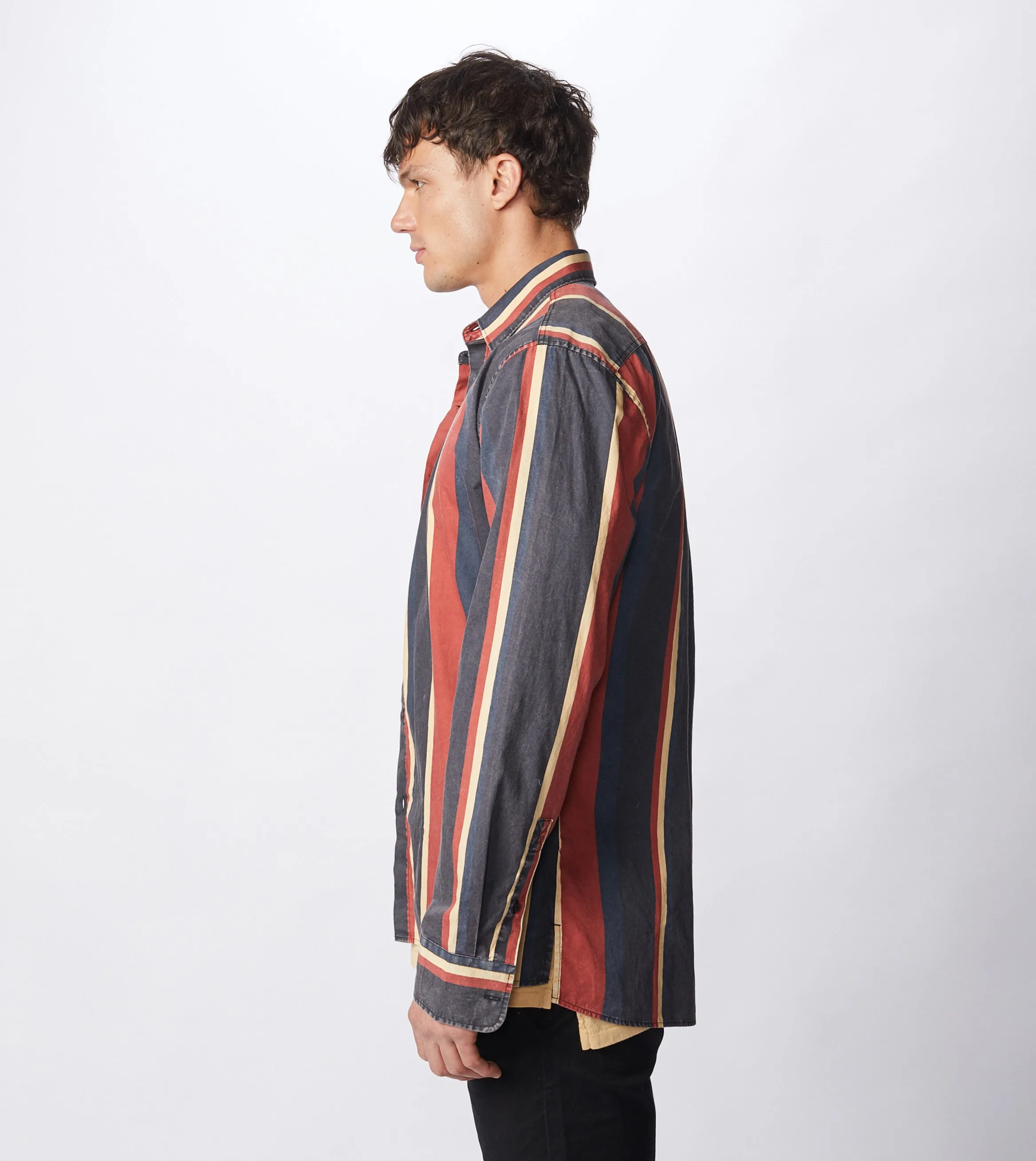 Retro Stripe LS Shirt Black/Ochre