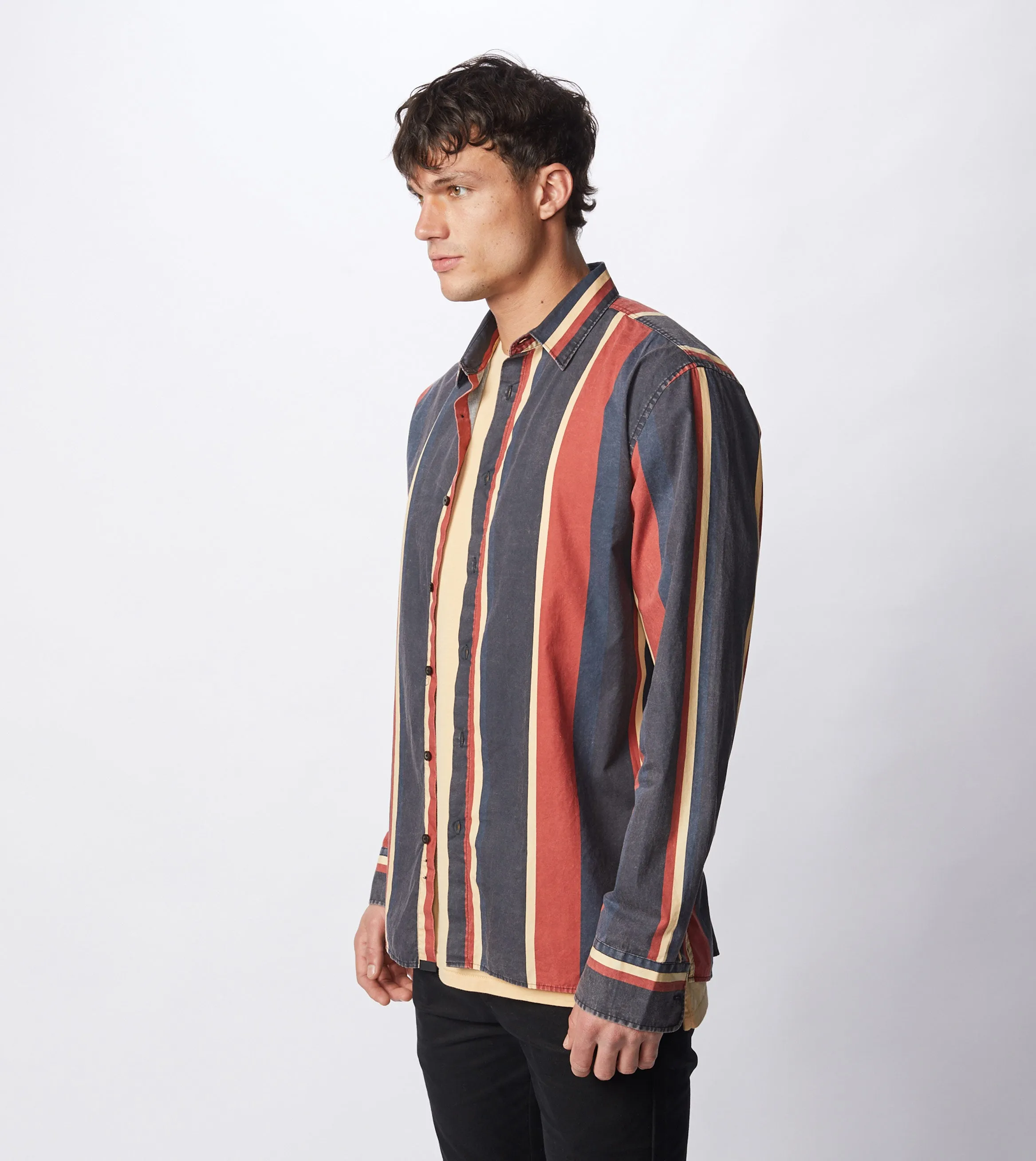 Retro Stripe LS Shirt Black/Ochre