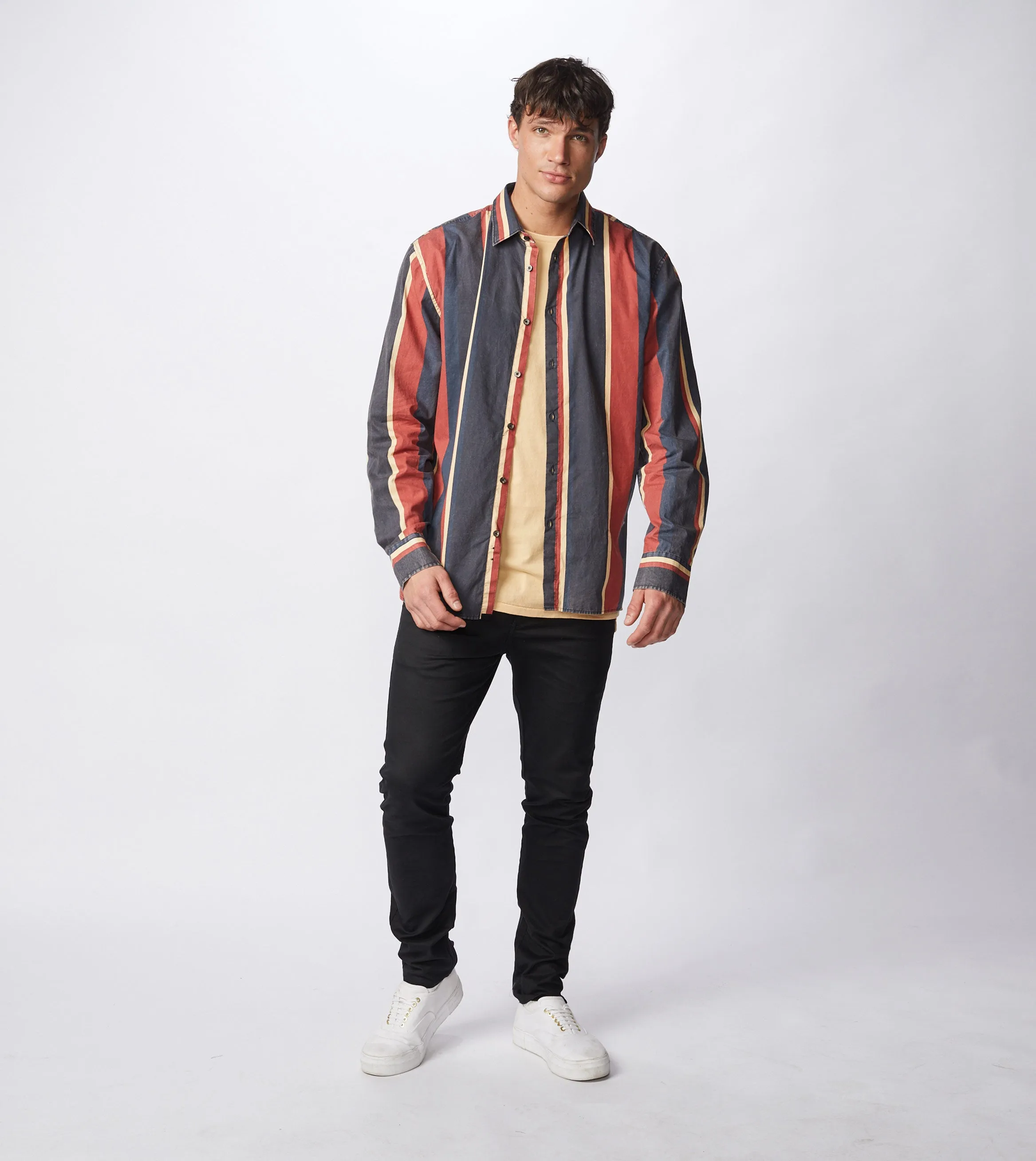 Retro Stripe LS Shirt Black/Ochre