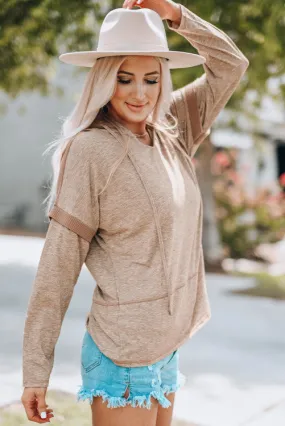 Waffle Pullover Knit Hoodie