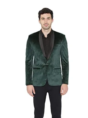 WINTAGE Men's Regular Fit Tuxedo Blazer (Tuxvelvet201color10s40_Green_40)